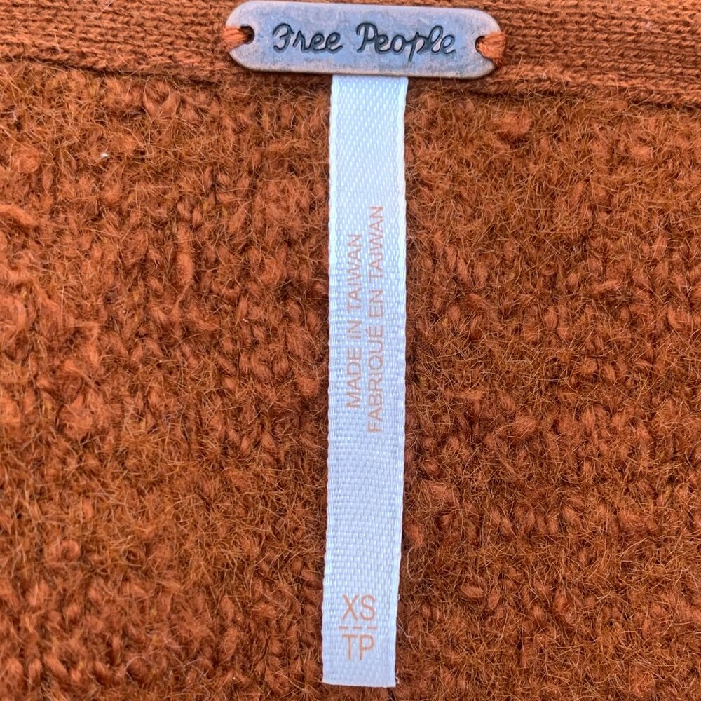 Free People Burnt Orange Long Sleeve V-Neck Sweater SzXS - Picture 14 of 15